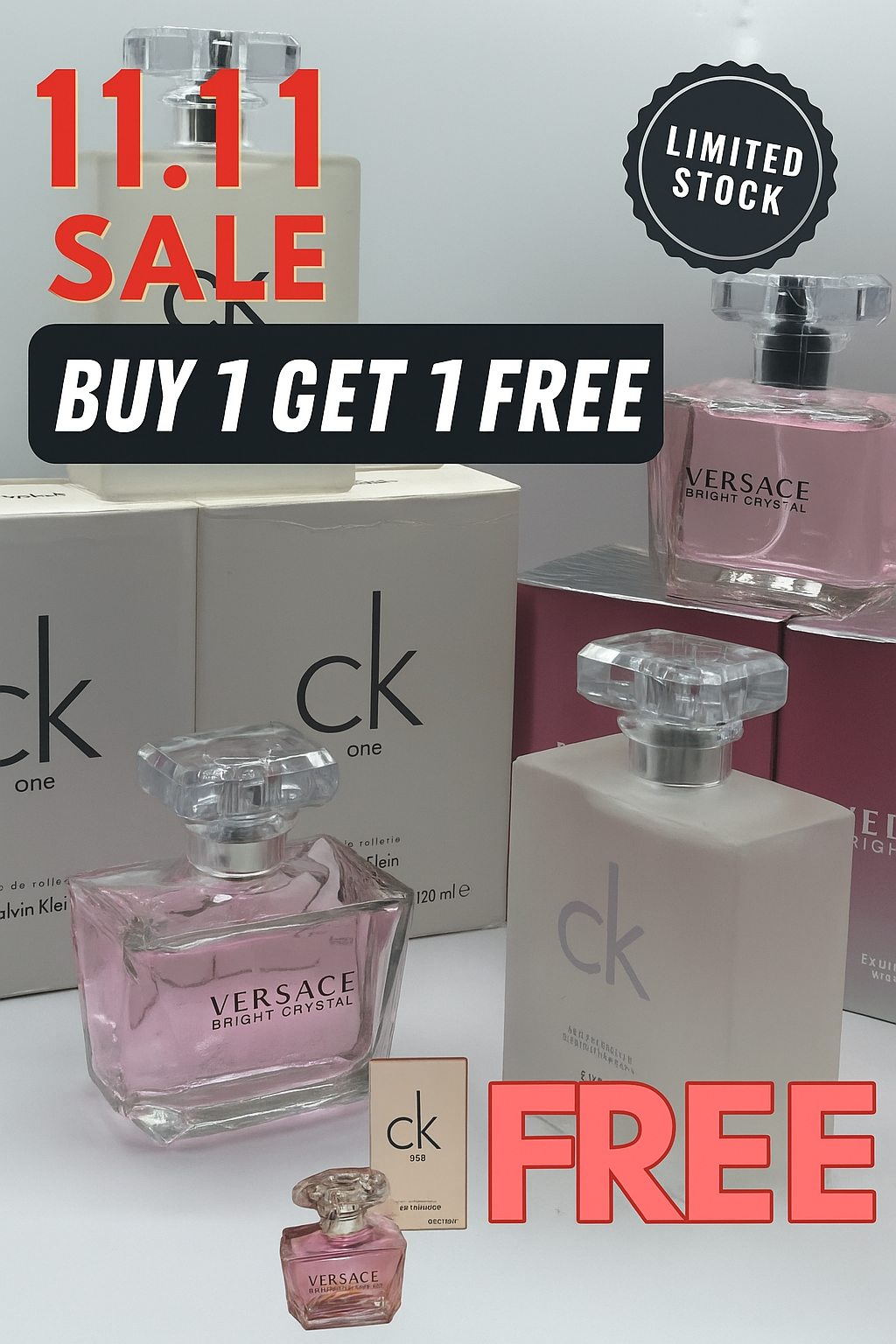 BRIGHT CRYSTAL VIRSACE + ( GET 1 FREE CK ONE PERFUME )